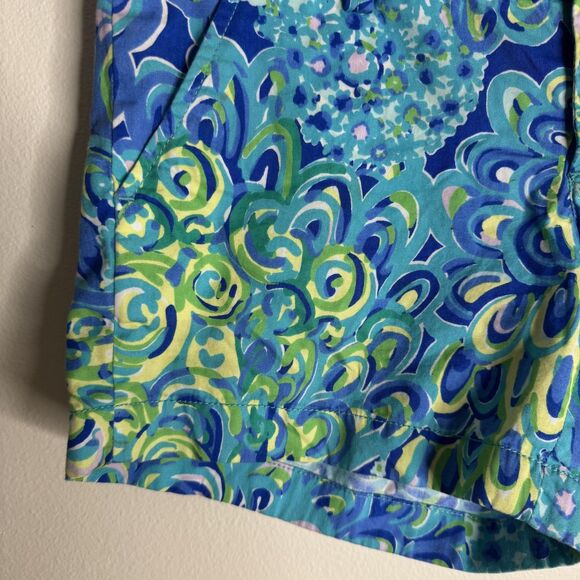 Lilly Pulitzer Shorts Womens 00 Blue Green Callahan Short Floral Print Resort - Picture 3 of 10